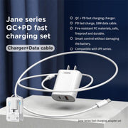 REMAX RP-U37 18W QC+PD Fast Charger With 1m Type-C to 8 Pin Cable, Plug Type:US Plug(White)