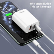 REMAX RP-U37 18W QC+PD Fast Charger With 1m Type-C to 8 Pin Cable, Plug Type:US Plug(White)