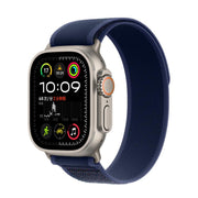 For Apple Watch 46mm / 49mm / 45mm / 44mm Trail Loop Nylon Watch Band(Blue + Natural Titanium Finish)