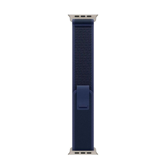 For Apple Watch 42mm / 41mm / 40mm / 38mm Trail Loop Nylon Watch Band(Blue + Natural Titanium Finish)