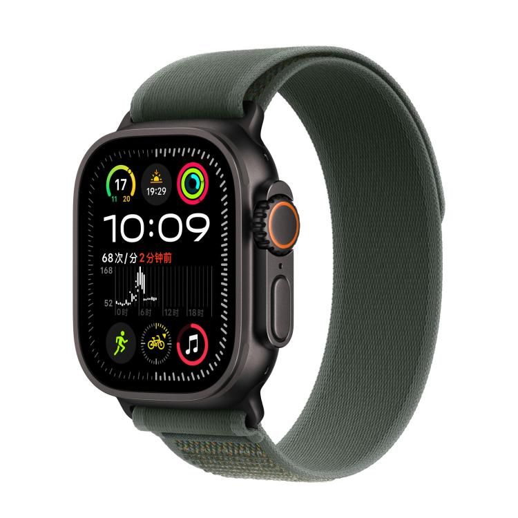 For Apple Watch 42mm / 41mm / 40mm / 38mm Trail Loop Nylon Watch Band(Green + Black Titanium Finish)