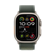For Apple Watch 42mm / 41mm / 40mm / 38mm Trail Loop Nylon Watch Band(Green + Natural Titanium Finish)