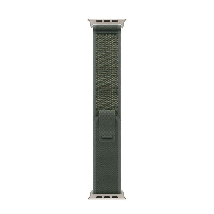 For Apple Watch 42mm / 41mm / 40mm / 38mm Trail Loop Nylon Watch Band(Green + Natural Titanium Finish)