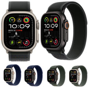 For Apple Watch 46mm / 49mm / 45mm / 44mm Trail Loop Nylon Watch Band(Green + Natural Titanium Finish)