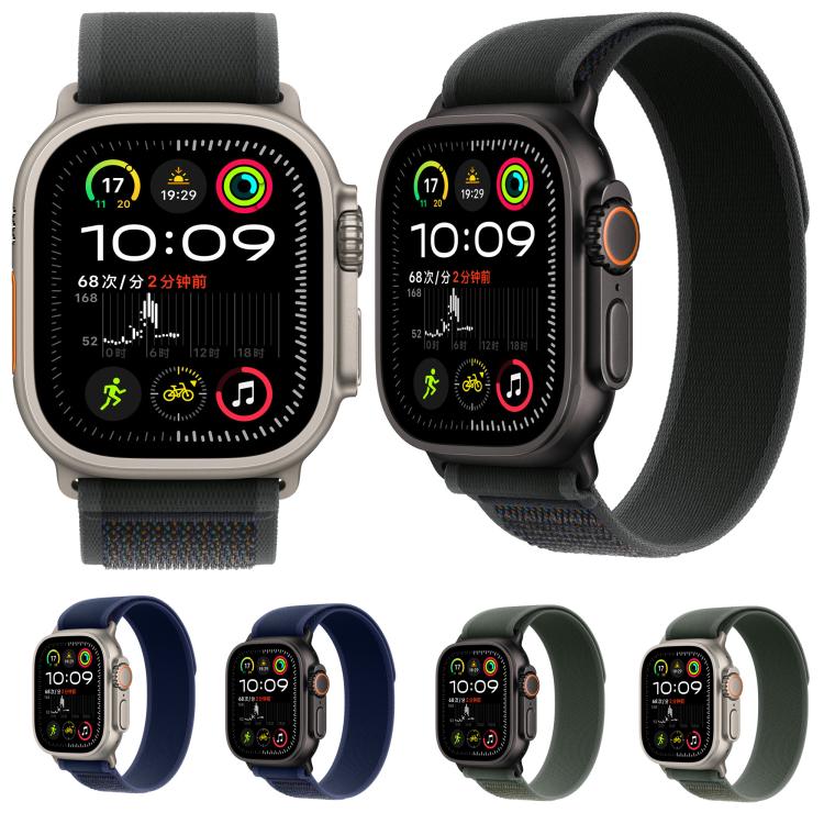 For Apple Watch 46mm / 49mm / 45mm / 44mm Trail Loop Nylon Watch Band(Black + Black Titanium Finish)