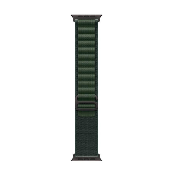 For Apple Watch 46mm / 49mm / 45mm / 44mm Alpine Loop Nylon Watch Band(Dark Green Black Buckle)