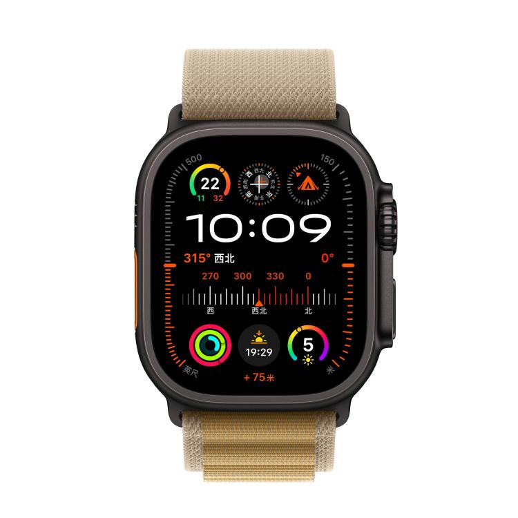 For Apple Watch 46mm / 49mm / 45mm / 44mm Alpine Loop Nylon Watch Band(Tan Black Buckle)