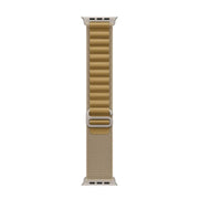 For Apple Watch 46mm / 49mm / 45mm / 44mm Alpine Loop Nylon Watch Band(Tan Silver Buckle)