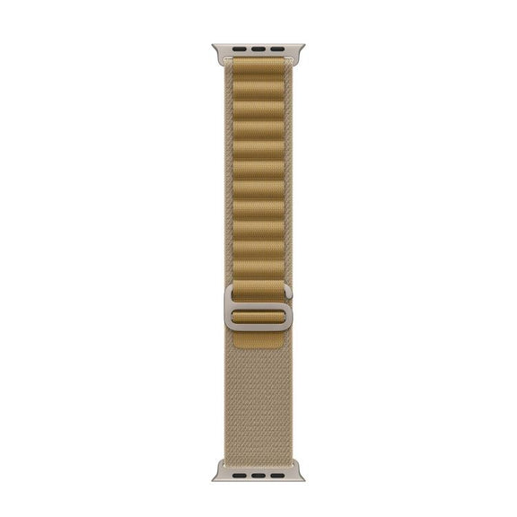 For Apple Watch 46mm / 49mm / 45mm / 44mm Alpine Loop Nylon Watch Band(Tan Silver Buckle)