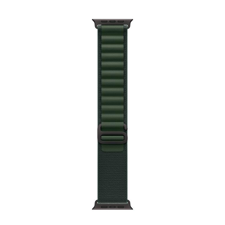 For Apple Watch 42mm / 41mm / 40mm / 38mm Alpine Loop Nylon Watch Band(Dark Green Black Buckle)