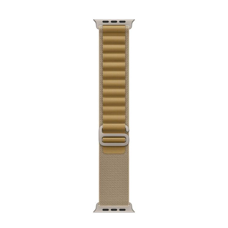 For Apple Watch 42mm / 41mm / 40mm / 38mm Alpine Loop Nylon Watch Band(Tan Silver Buckle)