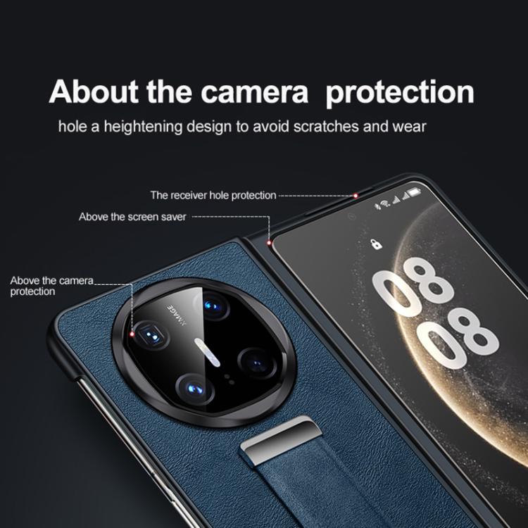 For Huawei Mate X6 SULADA PC Hybrid Leather Texture Skin Feel Shockproof Phone Case(Blue)