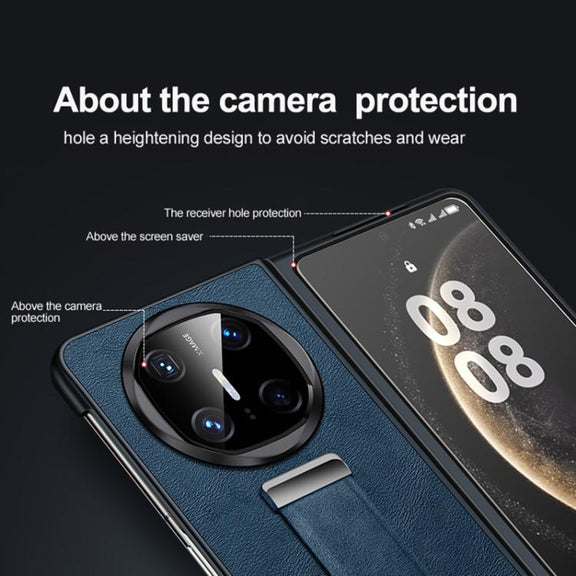 For Huawei Mate X6 SULADA PC Hybrid Leather Texture Skin Feel Shockproof Phone Case(Blue)