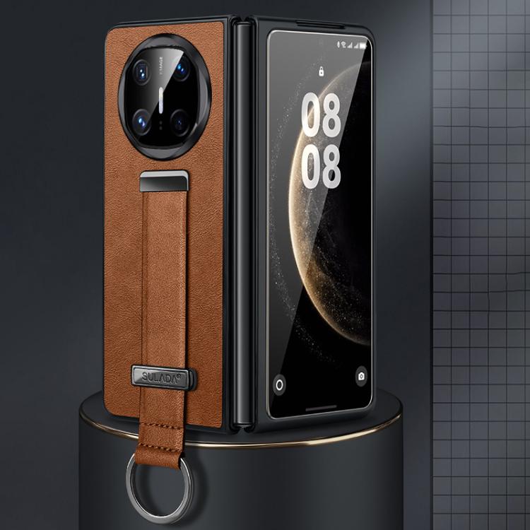 For Huawei Mate X6 SULADA PC Hybrid Leather Texture Skin Feel Shockproof Phone Case(Brown)