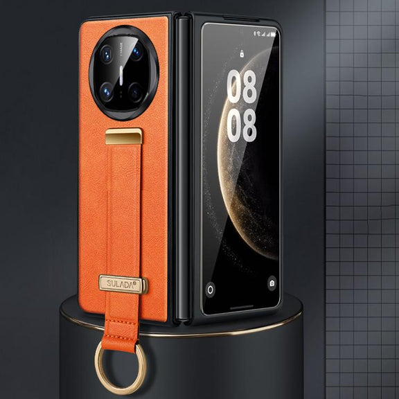 For Huawei Mate X6 SULADA PC Hybrid Leather Texture Skin Feel Shockproof Phone Case(Orange)
