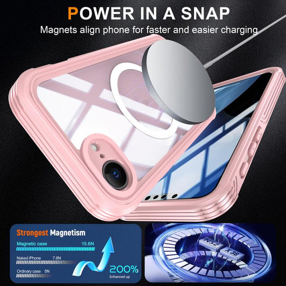 For iPhone 16e RedPepper Tempered Glass MagSafe Phone Case(Pink)