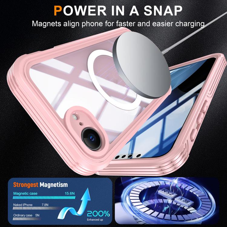 For iPhone 16e RedPepper Tempered Glass MagSafe Phone Case(Pink)