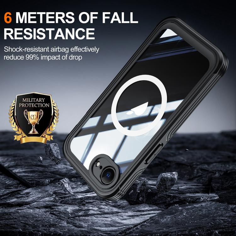 For iPhone 16e RedPepper Tempered Glass MagSafe Phone Case(Black)