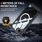 For iPhone 16e RedPepper Tempered Glass MagSafe Phone Case(Black)