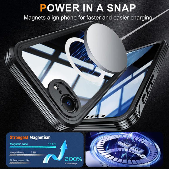 For iPhone 16e RedPepper Tempered Glass MagSafe Phone Case(Black)
