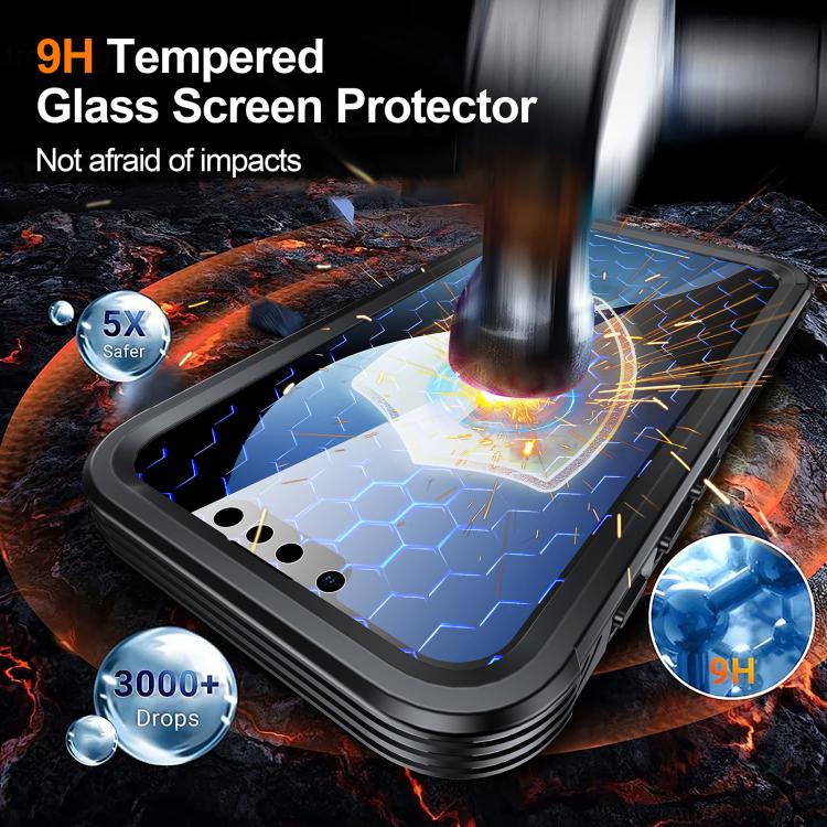For iPhone 16e RedPepper Tempered Glass MagSafe Phone Case(Black)