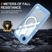 For iPhone 16e RedPepper Tempered Glass MagSafe Phone Case(Blue)