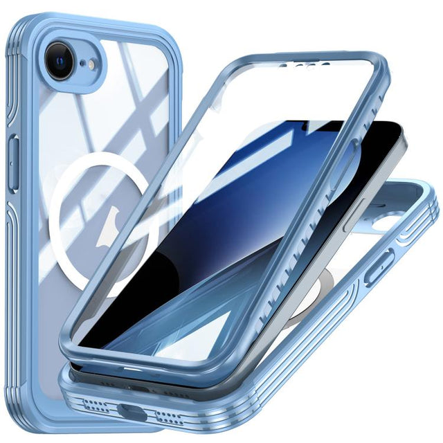 For iPhone 16e RedPepper Tempered Glass MagSafe Phone Case(Blue)