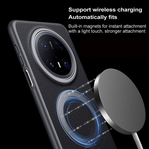 For Huawei Mate 70 SULADA Smart View Window MagSafe Magnetic Holder Leather Phone Case(Blue)