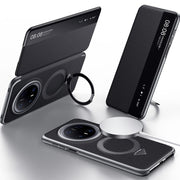 For Huawei Mate 70 Pro / Mate 70 Pro+ SULADA Smart View Window MagSafe Magnetic Holder Leather Phone Case(Black)