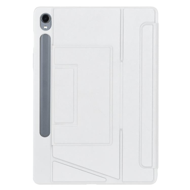 For Samsung Galaxy Tab S10 FE / S9 FE / S9 Holder Floating Detachable Backlight Keyboard Tablet Leather Case with Touchpad(White)
