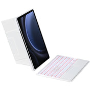 For Samsung Galaxy Tab S10 FE / S9 FE / S9 Holder Floating Detachable Backlight Keyboard Tablet Leather Case with Touchpad(White)