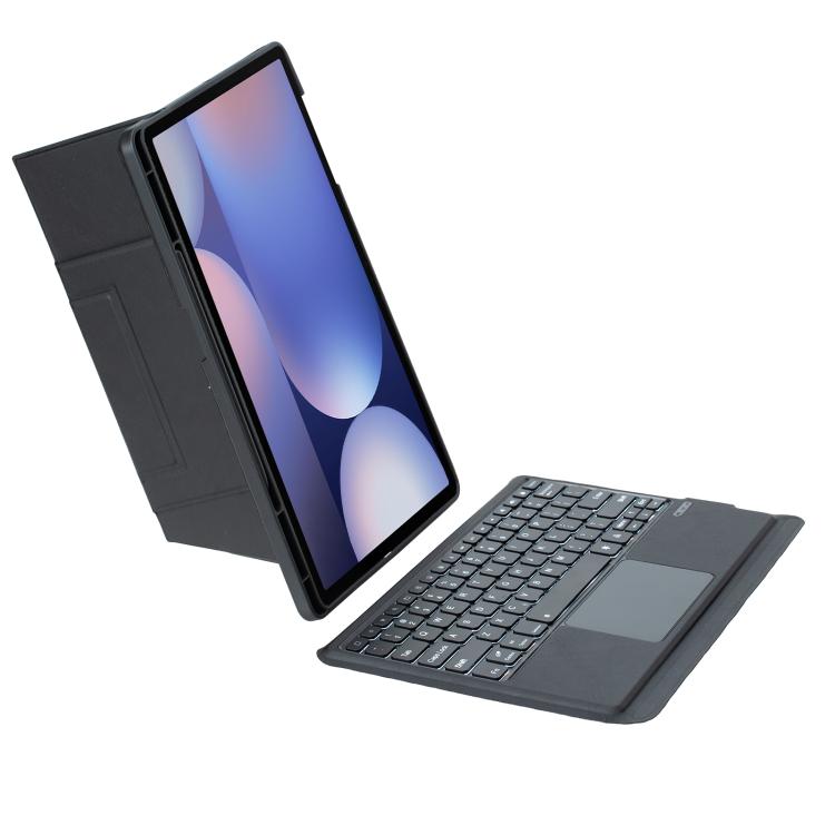 For Samsung Galaxy Tab S10+ / S9 FE+ / S9+ Holder Floating Detachable Backlight Keyboard Tablet Leather Case with Touchpad(Black)