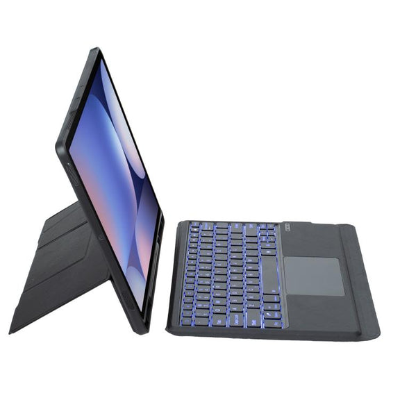 For Samsung Galaxy Tab S10+ / S9 FE+ / S9+ Holder Floating Detachable Backlight Keyboard Tablet Leather Case with Touchpad(Black)
