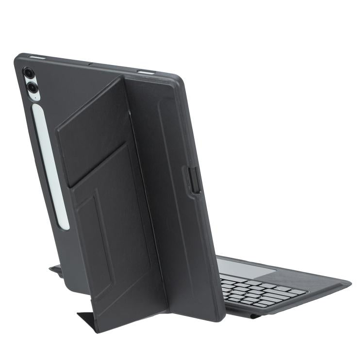 For Samsung Galaxy Tab S10+ / S9 FE+ / S9+ Holder Floating Detachable Backlight Keyboard Tablet Leather Case with Touchpad(Black)