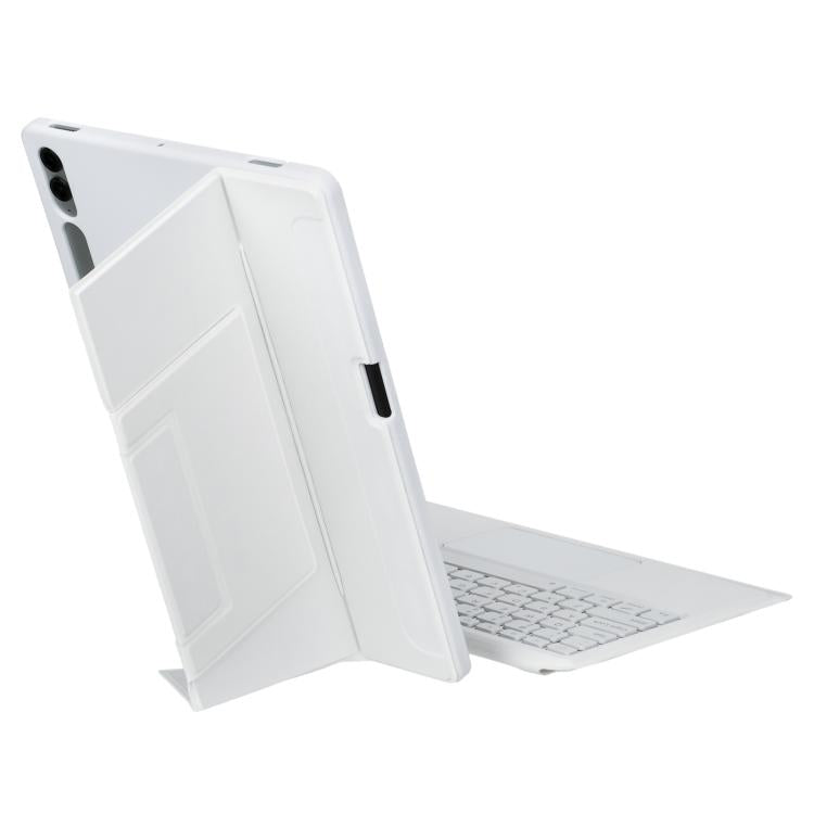 For Samsung Galaxy Tab S10+ / S9 FE+ / S9+ Holder Floating Detachable Backlight Keyboard Tablet Leather Case with Touchpad(White)