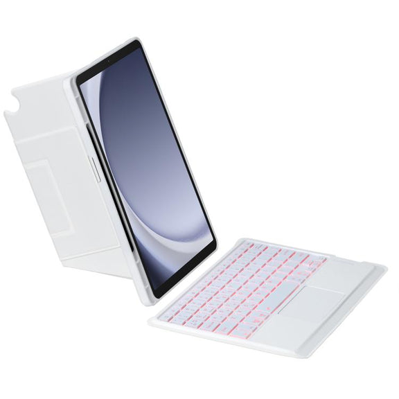 For Samsung Galaxy Tab A9+ Holder Floating Detachable Backlight Keyboard Tablet Leather Case with Touchpad(White)