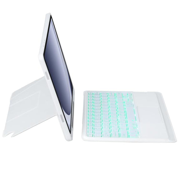 For Samsung Galaxy Tab A9+ Holder Floating Detachable Backlight Keyboard Tablet Leather Case with Touchpad(White)