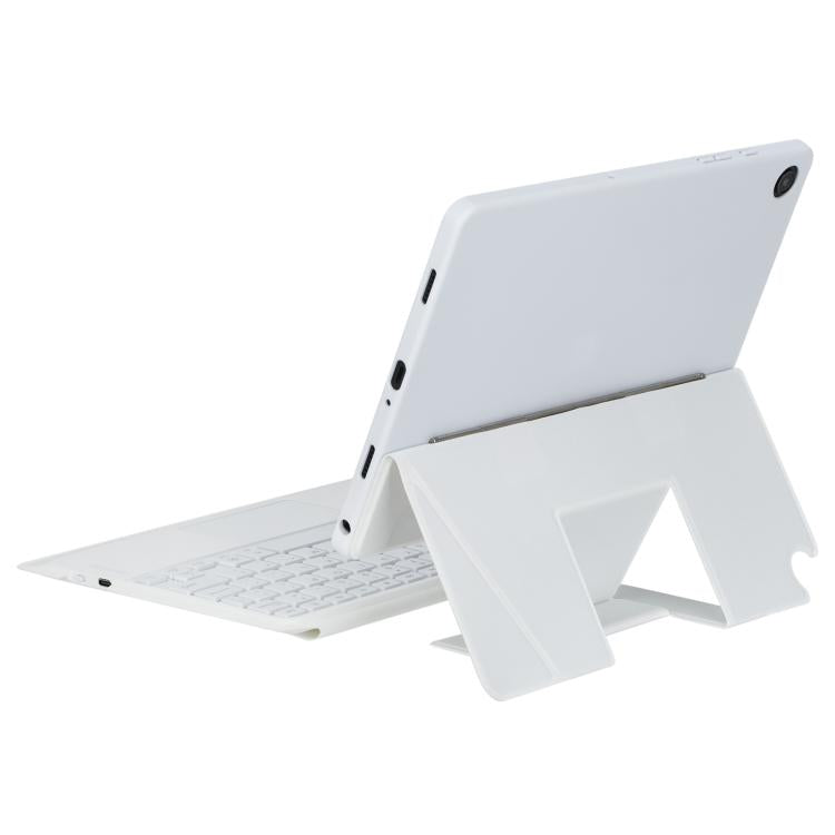 For Samsung Galaxy Tab A9+ Holder Floating Detachable Backlight Keyboard Tablet Leather Case with Touchpad(White)