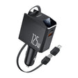Yesido Y71 125W Type-C + 8 Pin Retractable Cable 3 in 1 Car Charger(Black) - free shipping - PMC TechLife - Order now!