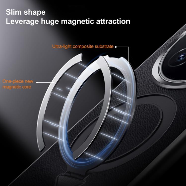 For Honor Magic7 SULADA Top Grain Leather MagSafe Magnetic Holder Phone Case(Brown)