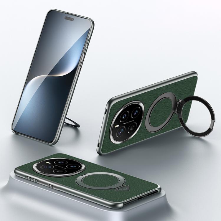 For Honor Magic7 SULADA Top Grain Leather MagSafe Magnetic Holder Phone Case(Green)