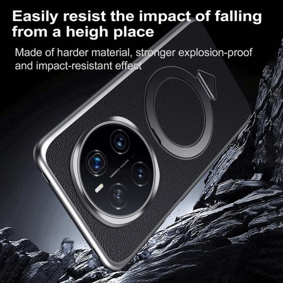 For Honor Magic7 SULADA Top Grain Leather MagSafe Magnetic Holder Phone Case(Red)