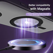 For iPhone 16e Airbag MagSafe Shockproof Frosted Phone Case with Fold Holder(Black)