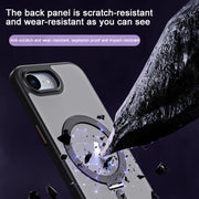 For iPhone 16e Airbag MagSafe Shockproof Frosted Phone Case with Fold Holder(Blue)