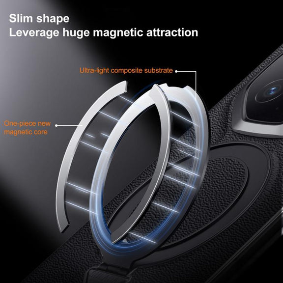 For Huawei Mate 70 RS Ultimate SULADA Top Grain Leather MagSafe Magnetic Holder Phone Case(Black)