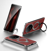 For Huawei Mate 70 RS Ultimate SULADA Top Grain Leather MagSafe Magnetic Holder Phone Case(Red)