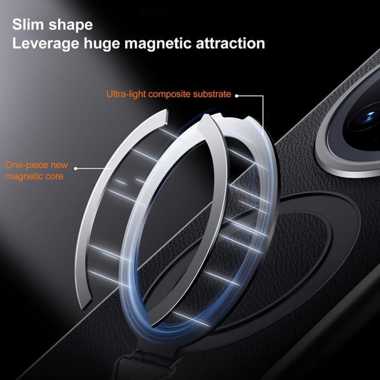 For Huawei Mate 70 SULADA Top Grain Leather MagSafe Magnetic Holder Phone Case(Blue)
