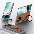 For Huawei Mate X6 SULADA Top Grain Leather MagSafe Magnetic Holder Phone Case(Brown) - Huawei Cases by SULADA | Online Shopping South Africa | PMC TechLife | Buy Now Pay Later Mobicred