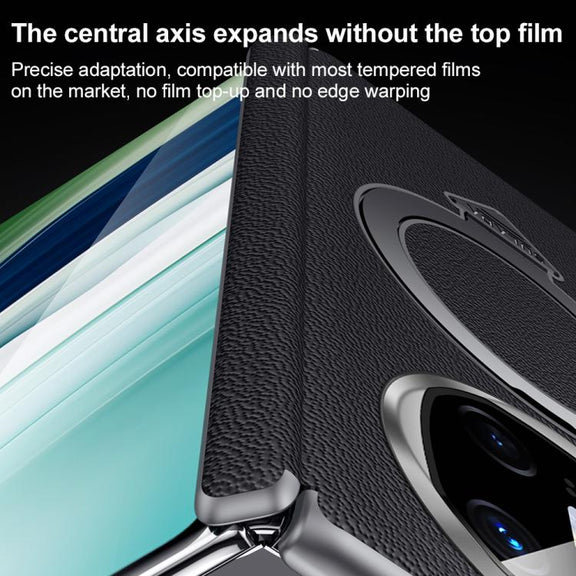 For Huawei Mate X6 SULADA Top Grain Leather MagSafe Magnetic Holder Phone Case(Blue)