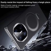 For Huawei Mate X6 SULADA Top Grain Leather MagSafe Magnetic Holder Phone Case(Blue)